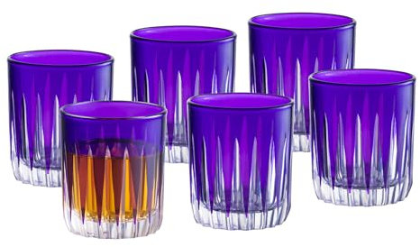 Barski Farbiges Schnapsglas – Violette Likörgläser – Set mit 6 eleganten farbigen Schnapsgläsern – Verwendung für Wodka, Tequila, Whiskey, Bourbon, Spirituosen und Liköre – jedes Glas ist 75 ml,