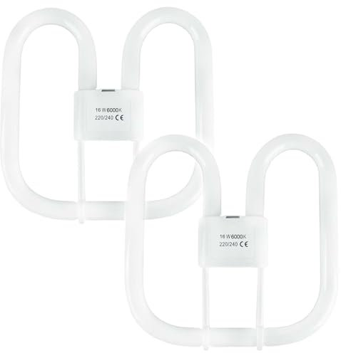 JQslight 16W GR10Q Compact Fluorescent Lamp，4 Pin Light Bulbs Cold White 6000k Non-Dimmable，950LM，AC 230V，Recessed Ceiling Light，Energy Saving Light Bulbs，Pack of 2