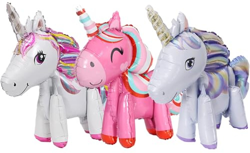 AYNKH 3D Einhorn Aluminiumfolie Ballons, 3 Stück, für Einhorn Party, Raumdekoration, Geburtstagsfeier