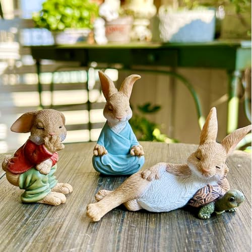 ACAREY Ostern Hase Gartendeko Für Draußen, 3 Stück Osterdeko Kaninchen aus Harz Für Außen Garten, Balkon Deko, Ostern Deko Kaninchen Figure, Geburtstagsgeschenk Für Frauen
