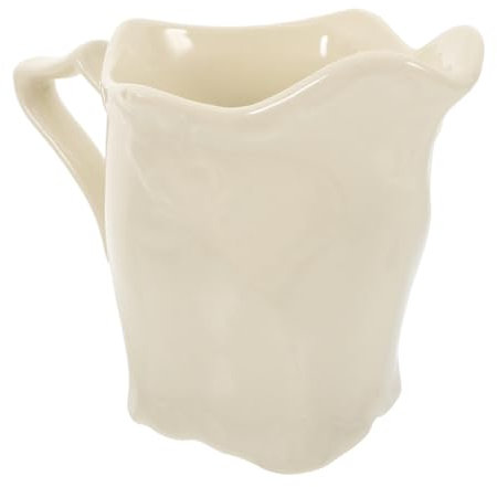 Cabilock Jarra De Crema De Cerámica Beige Con Relieve, Dispensador Para Leche y Café Capuchino, Material Cerámico Resistente, Diseño Vintage Para Uso Doméstico y Cafeterías,