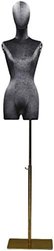 SHANYAYALI Weibliche Schaufensterpuppe Torso Körper Kopf Kleid Form mit Metallständer für Kleidung Kleid Schmuck Display Schaufensterpuppenständer (grau)