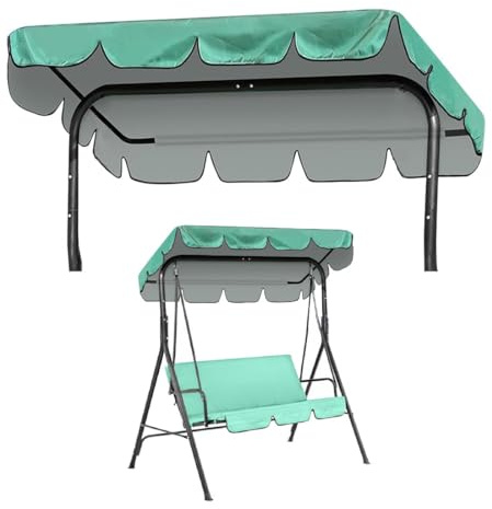 Yuragim Hollywoodschaukel Dachbezug 210 x 145 cm, 420D Oxford Universal Sonnendach für Hollywoodschaukel 2-3 Sitzer, UV-Schutz Ersatzdach Wasserdicht Dach Dachplane für Hollywood Schaukel, Grün