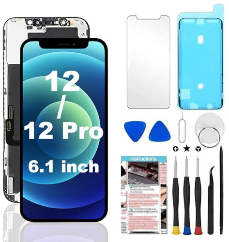 TSIOFO LCD Display für iPhone 12/12 Pro Ersatz Bildschirm 6.1 Zoll, für iPhone 12/12 Pro 3D Touch Digital Bildschirm Rahmen Glasbildschirm Kit Komplette mit Werkzeug-Kit