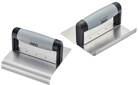 Ragni Stainless Steel Cement Edging Trowel, Professional Grade, Ergonomic Grey Handle