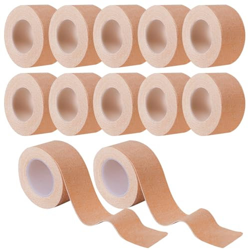Asheyya 12 Pcs Plaster Tape, Self-Adhesive Bandage Wrap Skin Tape for Surgical Finger Dressing First Aid (2.5cm x 5m)