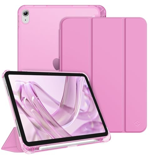 FINTIE Slim Case for iPad A16 11th Generation 11 Inch & 10th Gen 10.9 Inch | Built-in Pencil Holder, Matte Coloured Back Shell, Auto Wake/Sleep, for School or Office, Lilac Pink