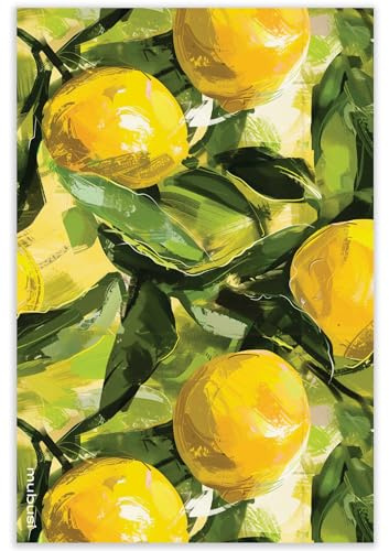mubusi Tapis en Vinyle - Modèle Citron 40x60 cm - Différentes Tailles, 25 Tailles Disponibles - Grands Tapis en PVC - Tapis de Cuisine, Coureuret de Salon