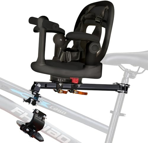 auvstar Siege Velo Enfant Avant,Siège De Vélo De Montagne pour Enfant,avec Ceinture De Sécurité,Dossier,Pédale,Accoudoirs,Siège Pivotant À 360°,Convient Aux Enfants De 1 À 3 Ans (Noir)