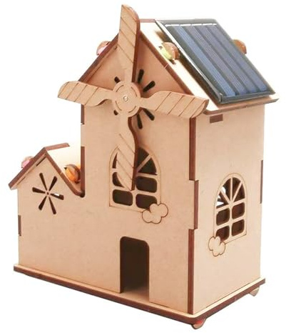 Gorise Solarhaus-Bausatz, DIY-Montage-Holzbausatz Mit Windmühle, 3D-Holzpuzzle, Puzzlespiele Für Jungen Und Mädchen Im Alter Von 8–12 Jahren