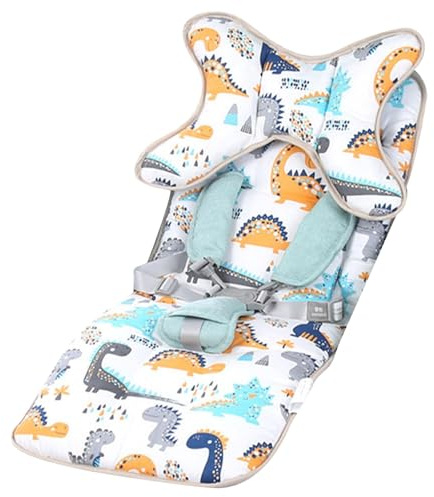 Universelle Kinderwagenkissen mit Nackenstützkissen, Sitzauflage Kinderwagen Buggy Baby Sitzauflage Weiche Kinderwageneinlage, Bollerwagenmatte kompatibel mit den Meisten (White, 78x35cm)
