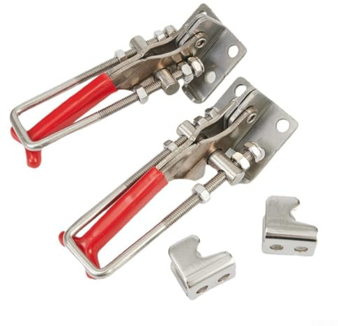 UrbanHui Lot de 2 colliers de serrage à bascule robustes en acier inoxydable 304 U avec loquet autobloquant réglable horizontal à dégagement rapide avec poignée en PVC Charge 200 kg