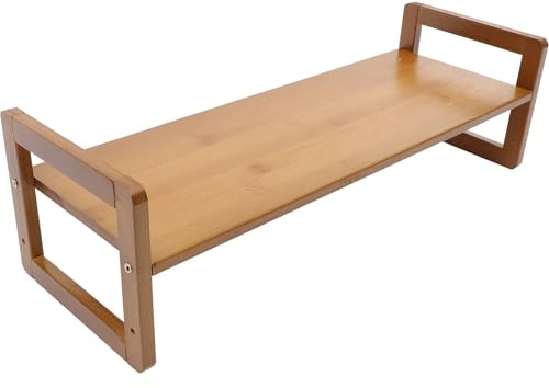 HOLIDYOYO Support Écran Surélevé Bois pour Ordinateur Portable et Moniteur Rack de Rangement Compact et Résistant Gain Ergonomie pour Bureau et Maison