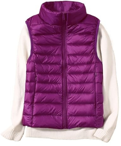GMGQJST Doudoune Sans Manches Homme Gilet en duvet de canard Ultra léger for femme, veste Slim sans manches, coupe-vent, chaud, bouffant, automne hiver(Purple,4XL)