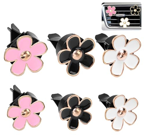 YUPZAR Set 6 Diffuseurs Parfum pour Voiture avec 3 Recharges – Clips Aroma Fleur pour Grilles d’Aération – Désodorisant Auto Intérieur, Neutralise Odeurs, Design Élégant