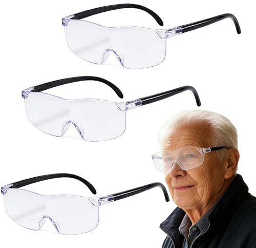 Miaherry 3 Stück Vergrößerungsbrille Lupenbrille Lupe-Set 500%, 1000%, 1600% – Antiblaues Licht Lupe, für Brillenträger Senioren mit Lupe zum Lesen Nähen Detailarbeit Reparaturen