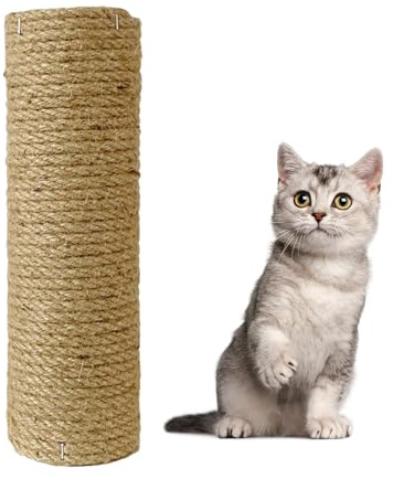 Kisangel Poste de Recambio para Rascador de Gatos de Madera Natural, Diámetro 6 Cm y Longitud 40 Cm, Accesorio Resistente para Rascadores de Pared y Muebles de Gatos, Adecuado