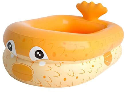 LeeQinersw Piscina Gonfiabile con Palline, Facile da Montare, con Fori di drenaggio, Piscina per Bambini, Gioco d'Acqua per Cortile, Balcone, Giardino, 110 Cm Arancione