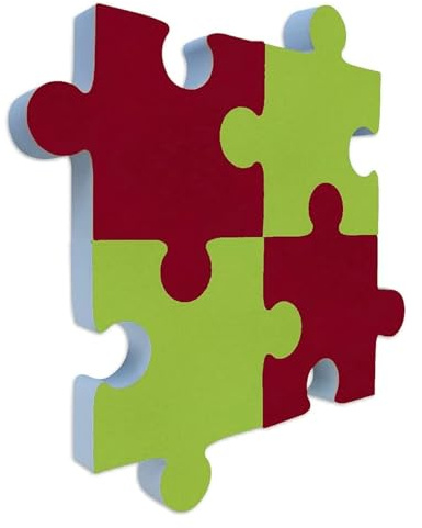 platino24 Puzzle Akustikelemente 4er Set I 4 Schallabsorber aus Basotect ® G+ I Maße: jeweils Diagonale 36 x 5 cm I für Wand & Decke I Bordeaux, Hellgrün