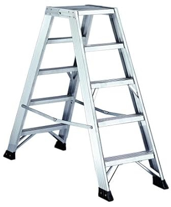 Svelt Scala Alluminio 5 gradini Antisivolo, Professionale con Piattaforma Maggiorata Due Tronchi di Salita Robusta e Piedini Antisdrucciolo