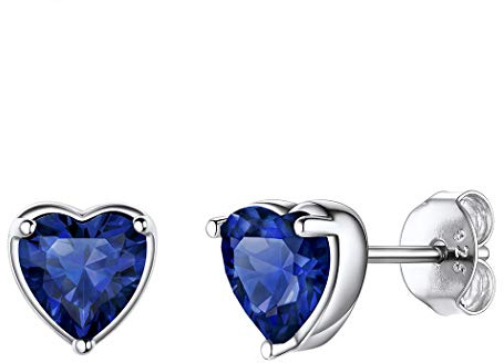 Suplight Pendientes Plata Mujer Pendientes de Corazón Azul Plata de Ley 925 Piedra Nacimiento de Septimbre Zafiro Pendiente Piedra Circón Regalos para Mujer Esposa Mamá Novia Hija Amiga