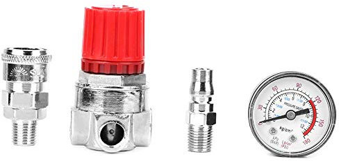Luftkompressor-Druckregler mit Manometer Luftkompressor-Ventilmessgeräte Regler Pumpendruckregelschalter Druckregler für Luftkompressor Ventilmessgeräte Zubehör