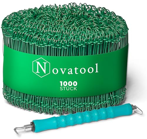 Novatool Drillapparat Driller + 1000 Stück Rödeldraht mit Ösen 1,4 x 180mm Bindedraht Grün ummantelt, Drilldraht, Drahtbinder, Ösendraht, Rödelzange bewehrungsverbinder Alternative Eisenbindegeräte