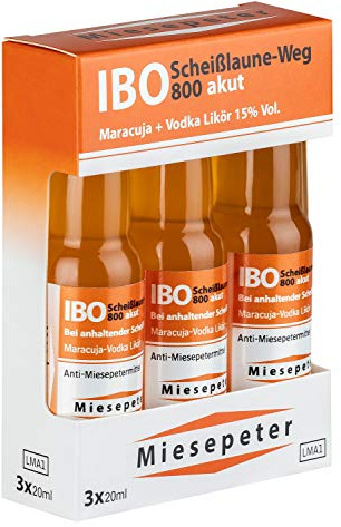 Miesepeter Likör Minis - IBO Scheißlaune-Weg 800 akut (Maracuja + Vodka, 3 x 20ml), 1 Pack