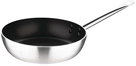 Vogue FB695 - Padella antiaderente in teflon a induzione Platinum Plus, 75 mm x 280 mm, colore: Argento