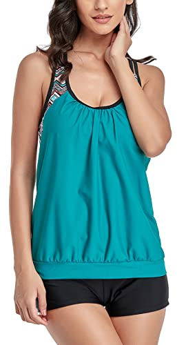 IHCEMIH Baddräkt för kvinnor, tankini push up, magkontroll, hög midja, baddräkt, badkläder, baddräkter, baddräkt, tvådelad sport, strand, sommartoppar, badshorts, set, badklänning för kvinnor, Grün, XL