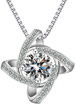 Meyiert Necklaces for Women 925 Sterling Silver Cubic Zirconia Charm Knot Circle Pendant Necklace