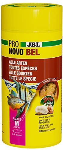 JBL PRONOVO BEL Flakes, alimento Principal para Todos los Peces de Acuario de 8 a 20 cm, Copos de Comida para Peces, Talla M, 1 L