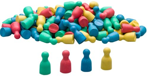 Wissner aktiv Lernen - 60 Spielfiguren/Halmakegel in 6 Farben 24 x 12 mm- RE-Wood®, Rot, Grün, Blau, Gelb, Lila, Naturfarben