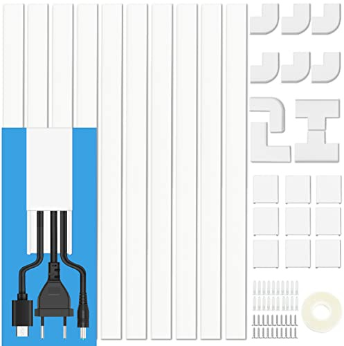Cord Cover Raceway Kit - 157 Paintable Cable Concealer, Wire Hider for TV Wall Mounting and Wire Management