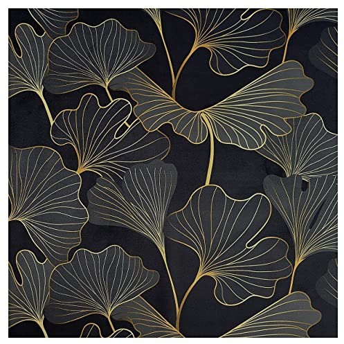 Eleganter Samtstoff Giorgio Ginko Dekostoff in schwarz-gold moderne Meterware hochwertig 140 x 50 cm