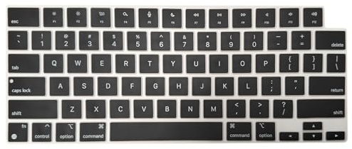 MiNGFi Englisch QWERTY MacBook Tastaturschutz,F12 mit voller Höhe,US/ANSI | Für MacBook Pro/Max 14/16 M1-M4 & Air 13/15 M2-M4, Silikon, Schwarz