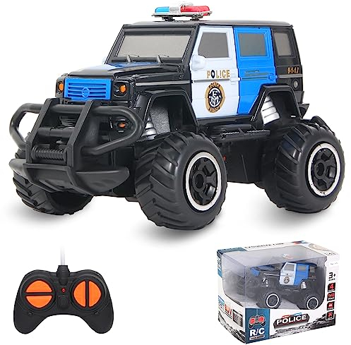 Macchina Polizia Telecomandata 3-7 Anni, Mini Auto RC Giocattolo, Truck Radiocomandata Elettrica Regalo Natale Compleanno Bambino, 3 4 5 Anni Giocattoli Macchine Telecomandate Gioco Bimbo Maschio