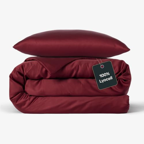 twenty:three Lyocell Bettwäsche (1x) 135x200 + (1x) 80x80 Biking Red - 100% Tencel - Gewonnen aus Eukalyptus - Hochwertig - Nachhaltig - Atmungsaktiv - Luxus - Hypoallergen