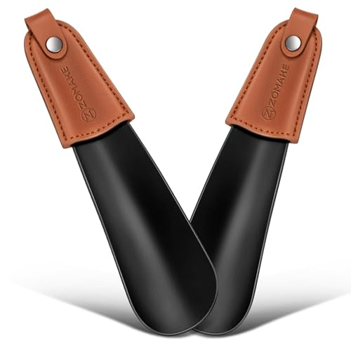 ZOMAKE Metal Shoe Horn, Small Shoehorn for Men Women Kids, 16CM Travel Lazy Shoe Spoon Helper Short Boot Horn for Football Boots (2 pcs)