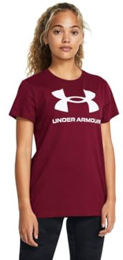 Under Armour Damen Live Sportstyle Graphic Short Sleeve Crew Neck T-Shirt, (625) Cardinal/White, X-Klein