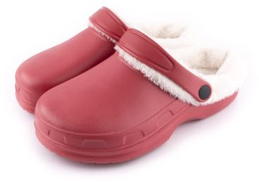R-ISLAND Sabots classiques, chaussons d'hiver pour femme, avec doublure chaude, imperméables, avec semelle antidérapante, confortables, pour la maison, la chambre, le salon.., rouge, 38 EU