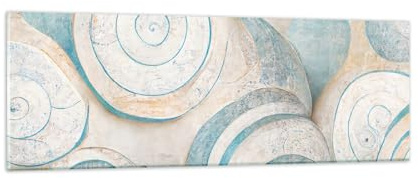 Moderno Quadro su Vetro 90x30 cm Stampe da Parete Astratto Marino - 5653