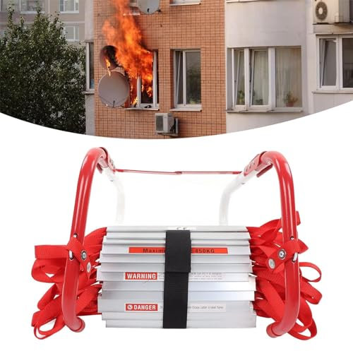 RayGenius Fire Escape Ladder, Fire Escape Ladder, Window Ladder Fire Escape 2 Stories, Portable Emergency Child Safety Engineered Ladder, Free Steel Chains,10M/32FT