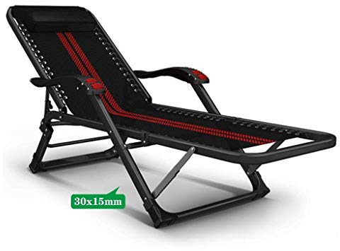 Robuster Chaiselongue-Sessel für den Außenbereich, zusammenklappbar, faltbar, Bräunungsliegestuhl, Liegestuhl, robust, für Terrasse, Pool, Deck, Balkon, Strand, Rasenmöbel, Rot