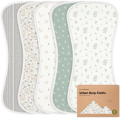 KeaBabies Paños orgánicos para eructos para bebés y niñas- Paquete de 5 eructos Ultra absorbentes - Toalla Recien Nacida - Trapos de escupir Leche - Babero Burpy para Unisex, Niño, Niña (Prairie)