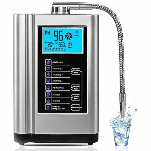 Ionizador De Agua, Máquina Purificadora De Agua Ph 3.5-10.5 Máquina De Agua con ácido Alcalino, 8000 litros por Filtro, 7 Configuraciones De Agua, Limpieza Automática,Silver