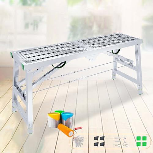 Plancia per ponteggio pieghevole telescopica | Leggero e portatile | Capacità di carico 500 kg | Stabile e sicuro | Impalcatura o scala multiuso W:30cm/11.8in L:140cm/55.1in
