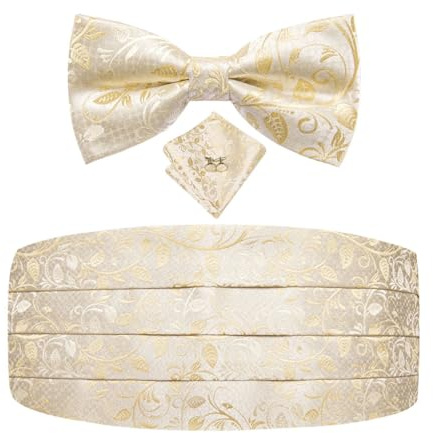 Seide, Herren-Kummerbund, Vintage, formell, Jacquard, Paisleymuster, Fliege, Einstecktuch, Manschettenknöpfe, Kummerbund-Gürtel für Männer, Hochzeit, Abschlussball, YF-2025, Einheitsgröße