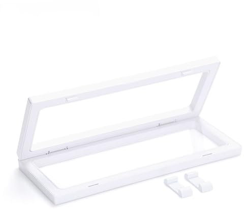 LXHZSY Schweberahmen 30x11cm PET-Membran-Schmuckanhänger-Ausstellungsständerhalter Bague-Verpackungsbox Schützen Sie Schmuckmünzen Schwimmende Präsentationshülle(White)