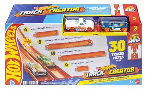 Hot Wheels Track Creator Deluxe Pack & 2 Toy Cars